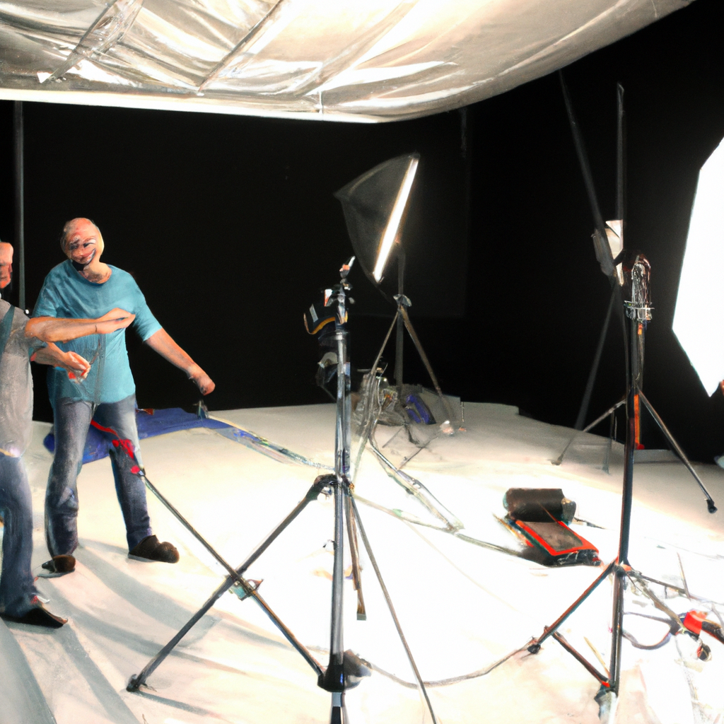 Backstage 2 con equipo ajustando reflectores y difusores